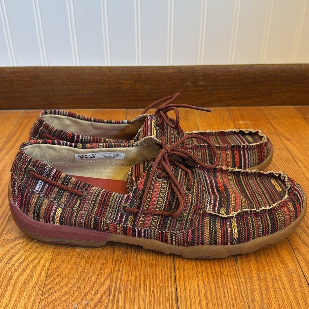 Twisted X Women’s Striped Red Multi Driving Moccasins Size 11 - Picture 4 of 8